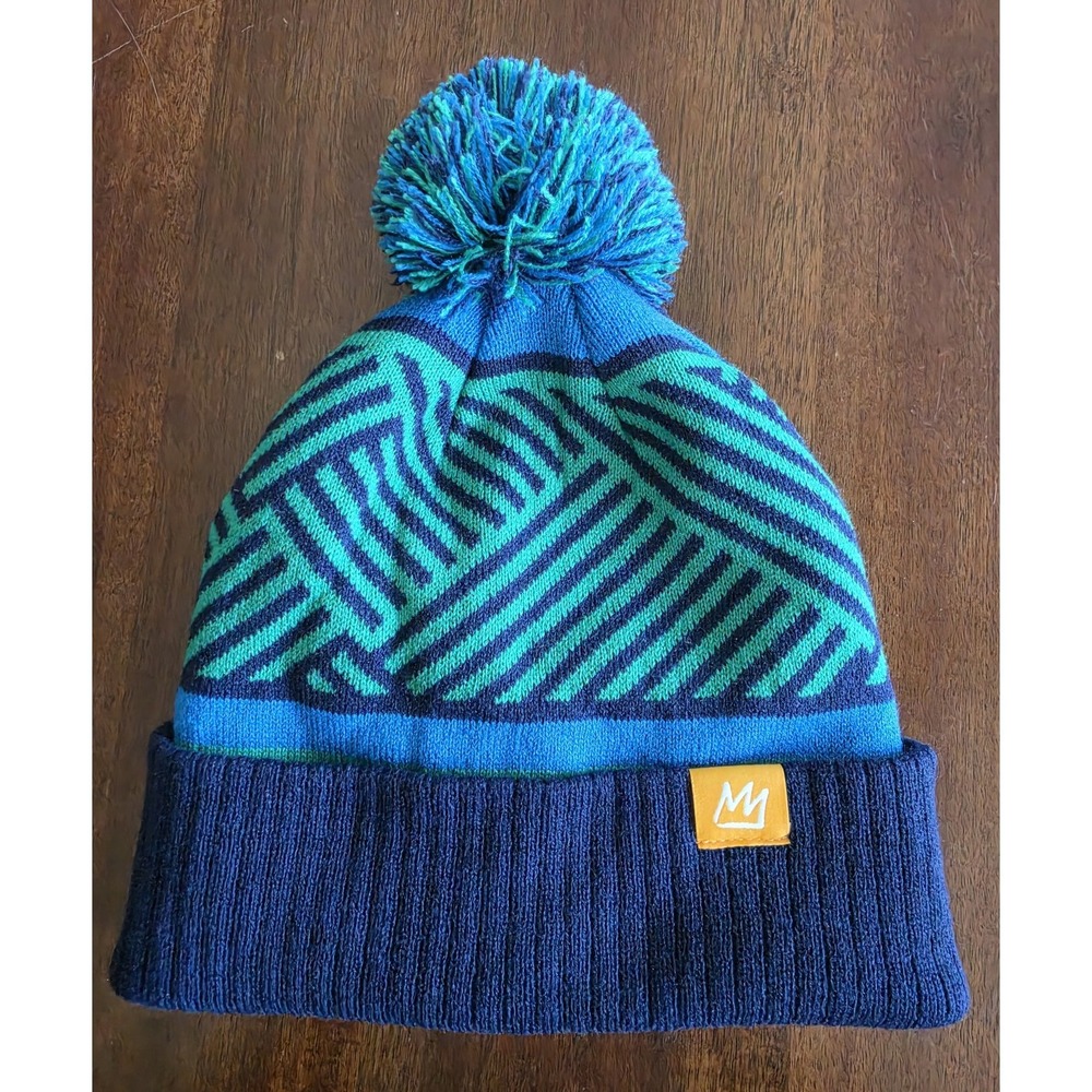 Mammoth Men's Beanie One Size Blue Geometric 100% Acrylic